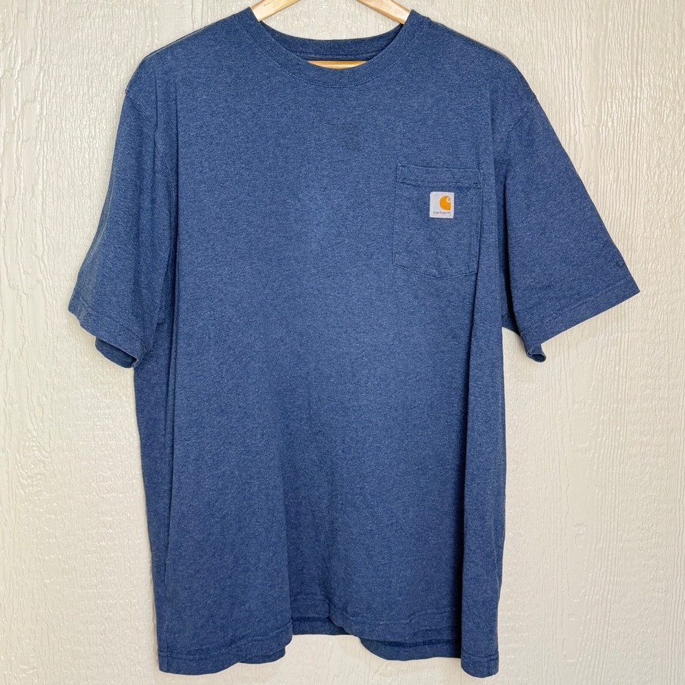 Carhartt Mens Loose Fit Short Sleeve Pocket T-Shirt Heather Blue 2XL Work shirt